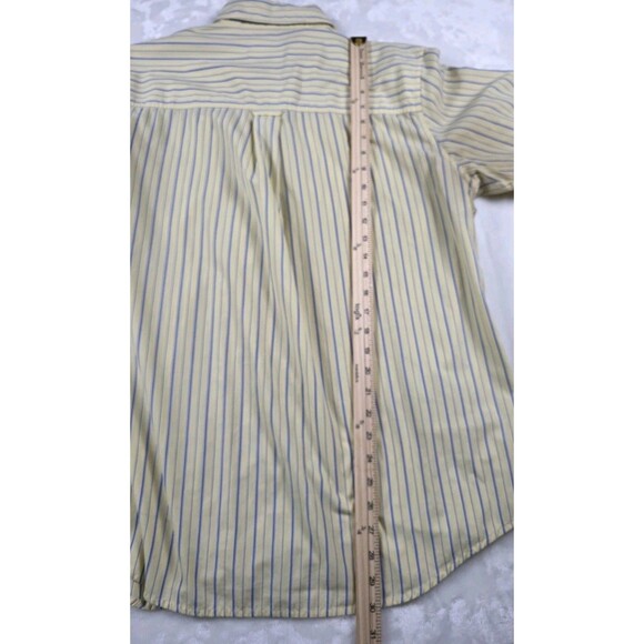 Chaps Men's Large Yellow Striped Short Sleeve Button Down Shirt - Picture 6 of 7